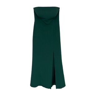 Azazie Dress Women’s Size Medium Emerald Jade Green Strapless Slit Maxi‎ Gown